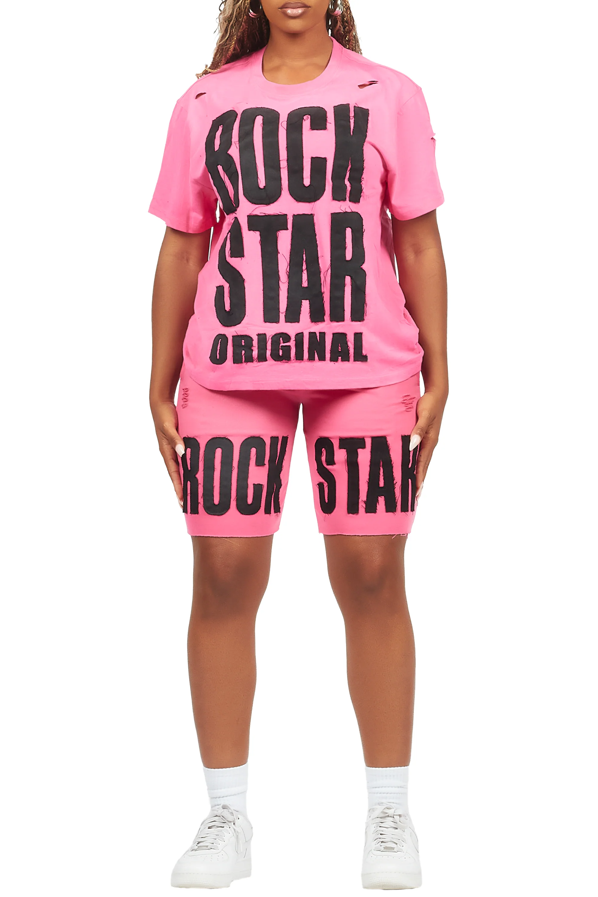 Shantrice Pink/Black T-Shirt Short Set - Image 10